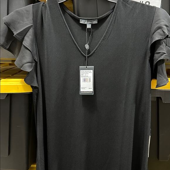 Adrianna Papell Women's V Neck Double Flutter Sleeve Black Dress NWT Size‎ L - Picture 5 of 6